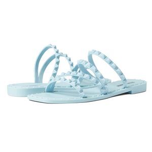 BRAND NEW WILD DIVA JELLY TRIPLE STRAP STUDDED SLIP-ON WOMEN"S SANDAL